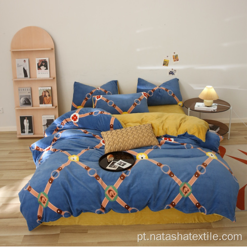 Conjunto de cama king size de veludo de cristal e capa de edredom